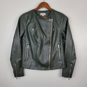LOFT Vegan Leather Pleather Moto Jacket Sz 4